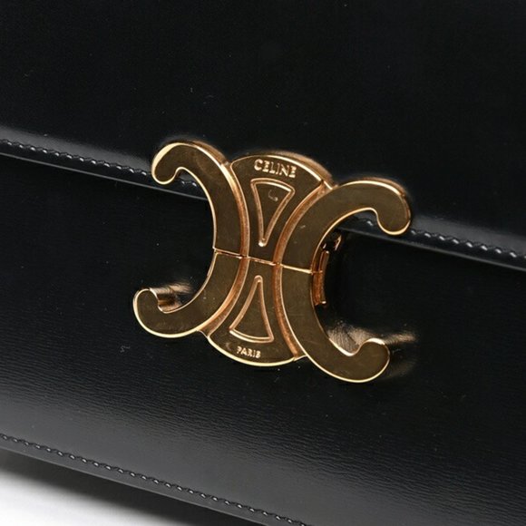 CELINE Classic Triomphe Bag Shoulder - Shiny Calfskin Black - Picture 3 of 10